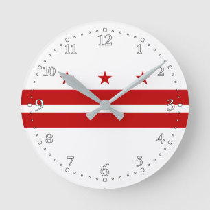 Patriotic Washington DC State Flag Round Clock