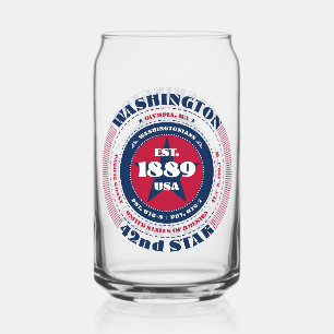 Patriotic Washington Typography Drinkware Set Can Glass