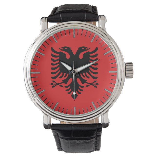 Patriotic watch with Flag of Albania (Front)