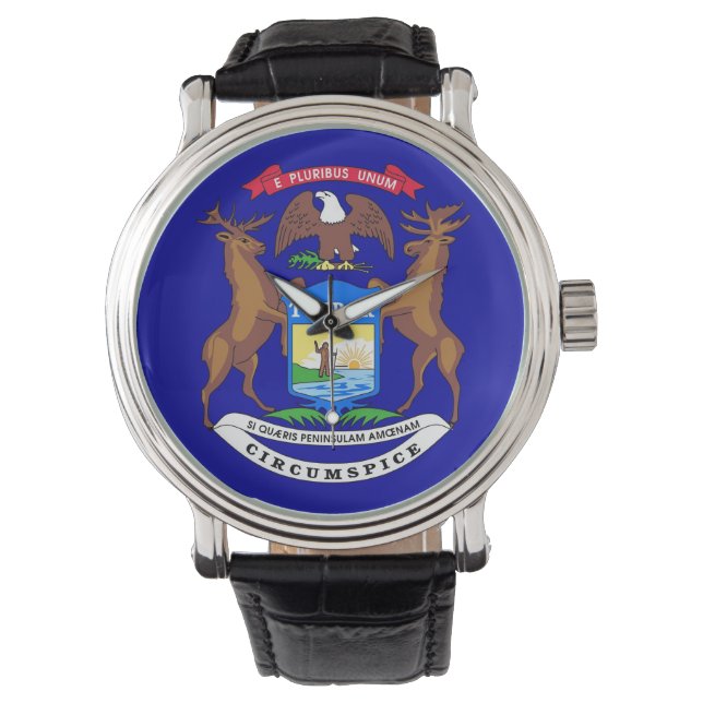 Patriotic watch with Flag of Michigan (Front)