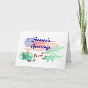 Patriotic Watercolor Christmas Card - Ver. 11