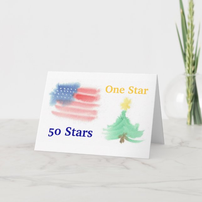 Patriotic Watercolor Christmas Card - Ver. 3 (Front)