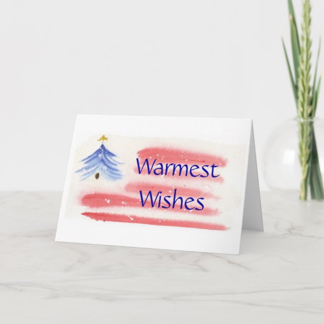 Patriotic Watercolor Christmas Card - Ver. 5 (Front)