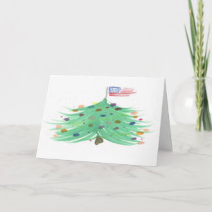 Patriotic Watercolor Christmas Card - Ver. 8