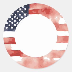 Patriotic Watercolor Flag 4th of July Classic Round Sticker