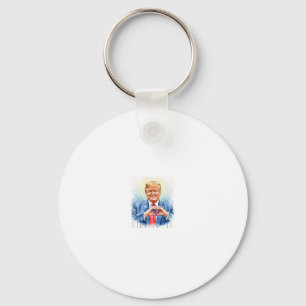 Patriotic Watercolor Trump Heart Hands  Key Ring