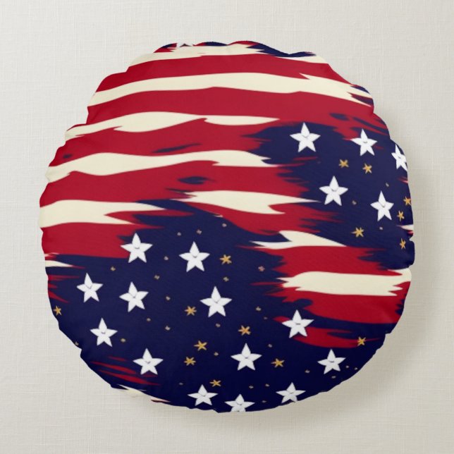 Patriotic Waves Round Cushion (Front)