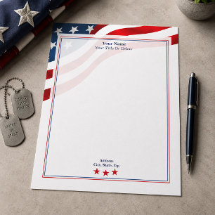 Patriotic Wavy Flag American Letterhead
