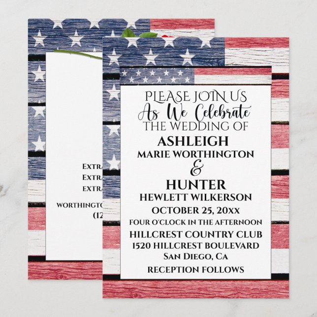 Patriotic Wedding Invitation Template (Front/Back)