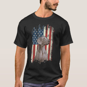 Patriotic Weimaraner American Flag Dog  Men Women T-Shirt