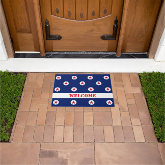 Patriotic WELCOME Red White Blue Stars USA Modern Doormat
