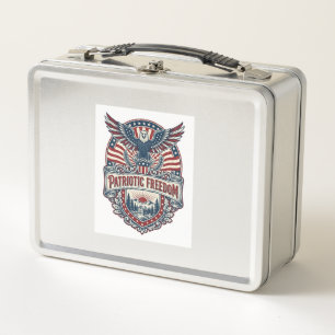 Patriotic Wellness Retreat Vector Graphic Tee Metal Lunch Box