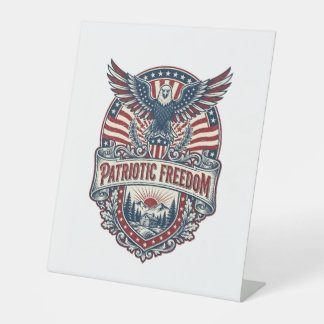 Patriotic Wellness Retreat Vector Graphic Tee Pedestal Sign
