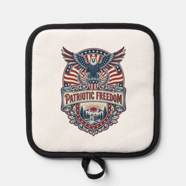 Patriotic Wellness Retreat Vector Graphic Tee Pot Holder (Front)