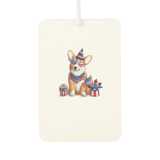 Patriotic Welsh Corgi Dog Pup 4th of July  Car Air Freshener (Front)