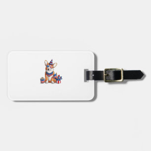 Patriotic Welsh Corgi Dog Pup 4th of July  Luggage Tag