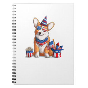 Patriotic Welsh Corgi Dog Pup 4th of July  Notebook