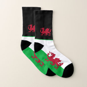 Patriotic Welsh Socks, Dragon Flag fashion Wales Socks