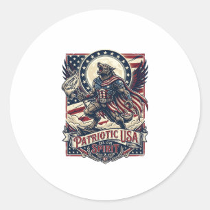 Patriotic Werewolf Patriot Horror Monster Patriot Classic Round Sticker