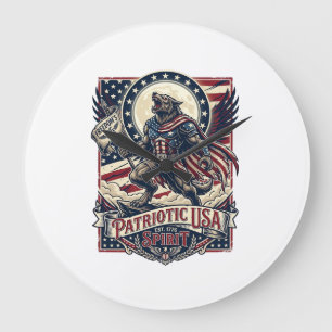 Patriotic Werewolf Patriot Horror Monster Patriot Large Clock