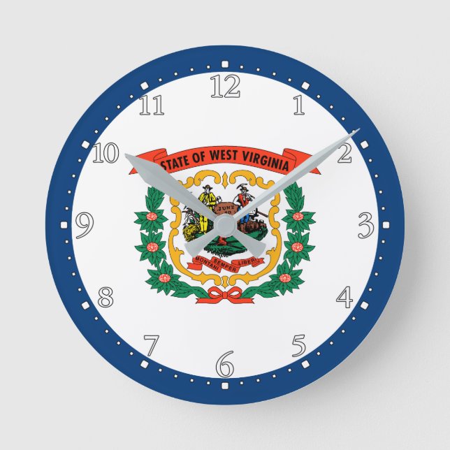 Patriotic West Virginia State Flag Round Clock (Front)