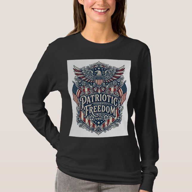 Patriotic Western Floral Vector Graphic Tee (Front)