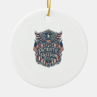 Patriotic Western Floral Vector Graphic Tee Ceramic Tree Decoration