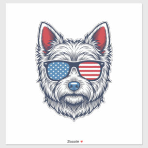 Patriotic Westie Dog Sunglasses Vintage Vector Art