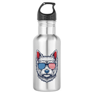 Patriotic Westie Dog Sunglasses Vintage Vector Art 532 Ml Water Bottle