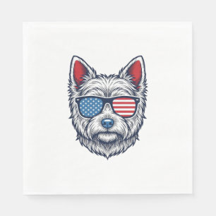 Patriotic Westie Dog Sunglasses Vintage Vector Art Napkin
