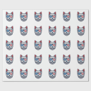 Patriotic Westie Dog Sunglasses Vintage Vector Art Wrapping Paper
