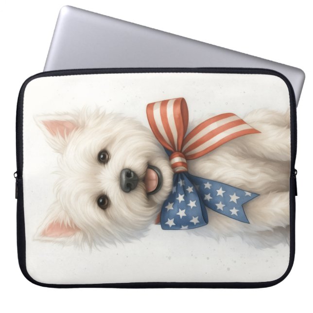 Patriotic Westie Laptop Sleeve (Front)