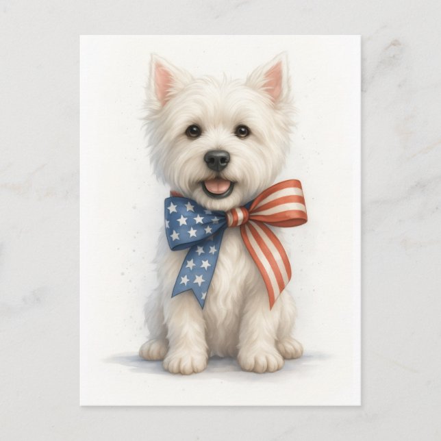 Patriotic Westie Postcard (Front)