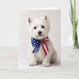 Patriotic Westie West Highland Terrier 4th of July Card
