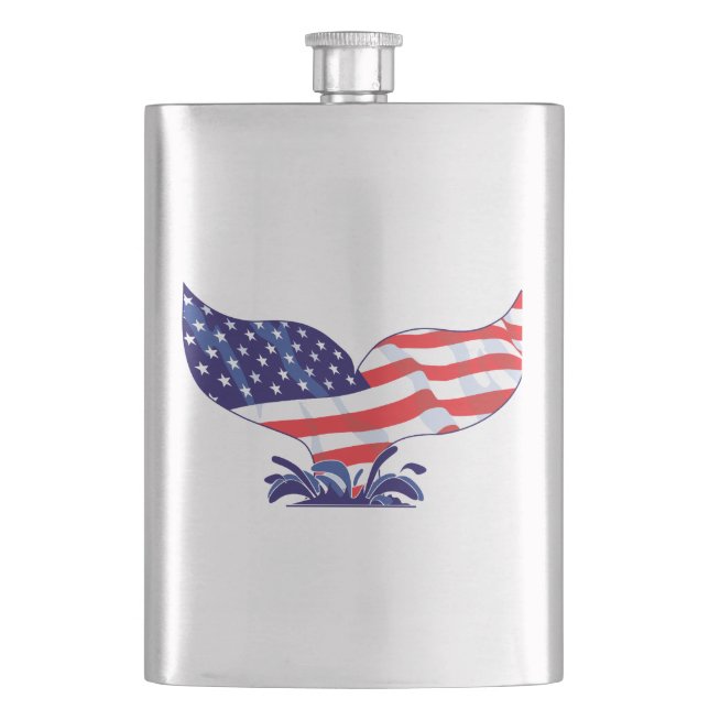 Patriotic Whale Tail Hip Flask (Front)