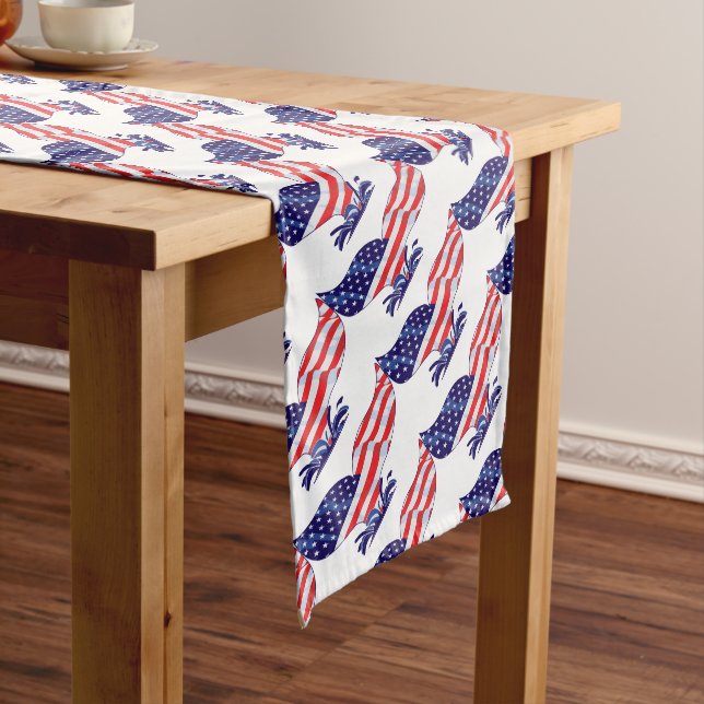 Patriotic Whale Tail Short Table Runner (In Situ)