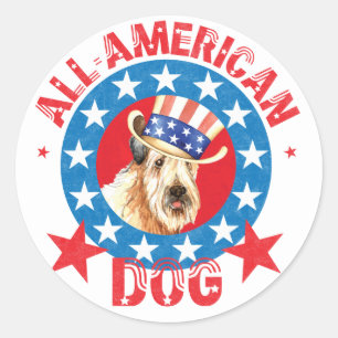 Patriotic Wheaten Classic Round Sticker