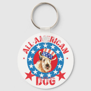 Patriotic Wheaten Key Ring