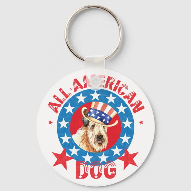 Patriotic Wheaten Key Ring (Front)