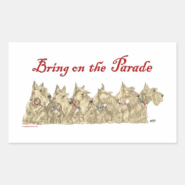 Patriotic Wheaten Scottish Terriers Rectangular Sticker (Front)
