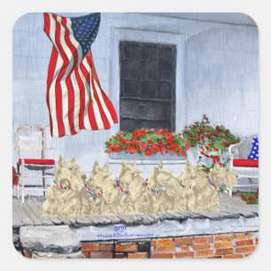 Patriotic Wheaten Scottish Terriers Square Sticker
