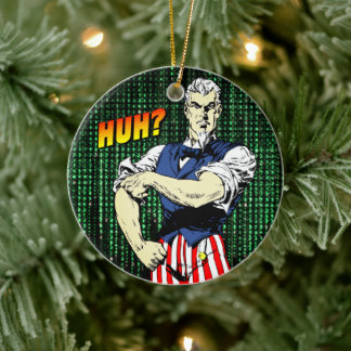 Patriotic Whimsy: Retro Uncle Sam Ceramic Tree Decoration