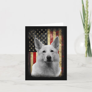 Patriotic White German Shepherd Flag American Usa Card