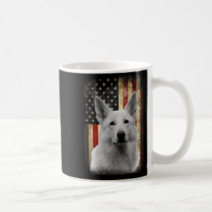 Patriotic White German Shepherd Flag American Usa Coffee Mug
