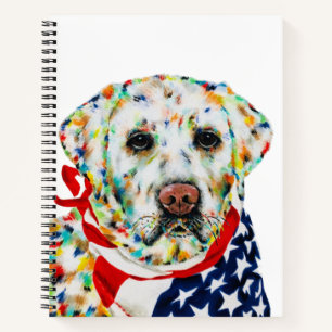 Patriotic White Labrador Notebook 8.5" x 11"