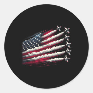Patriotic White Red Usa Flag Blue Fighter 4th Of J Classic Round Sticker