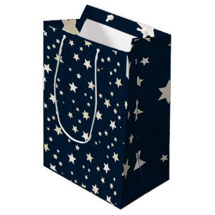 Patriotic White Stars on Navy Blue Medium Gift Bag