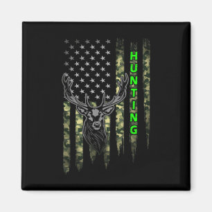 Patriotic Whitetail Buck Deer Hunting American Cam Magnet