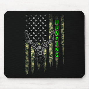 Patriotic Whitetail Buck Deer Hunting American Cam Mouse Mat