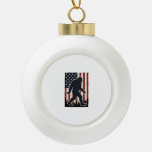 Patriotic Wilderness Creature Vintage Flag Vector Ceramic Ball Christmas Ornament